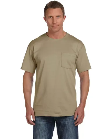 3930P Fruit of the Loom Adult Heavy Cotton HDT-Shi KHAKI front view