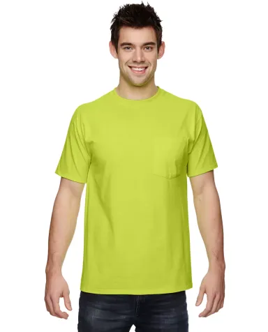 3930P Fruit of the Loom Adult Heavy Cotton HDT-Shi SAFETY GREEN front view