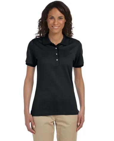 437W Jerzees Ladies' Jersey Polo with SpotShield in Black front view