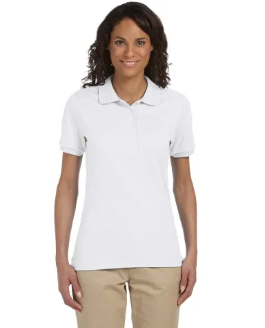 437W Jerzees Ladies' Jersey Polo with SpotShield in White front view