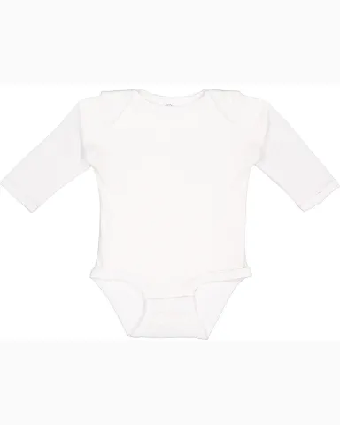 4411 Rabbit Skins Infant Baby Rib Long-Sleeve Cree in White front view