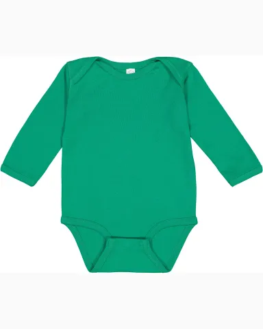 4411 Rabbit Skins Infant Baby Rib Long-Sleeve Cree in Kelly front view