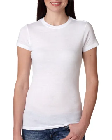 4990 Bayside Ladies' Fashion Jersey Tee in White front view