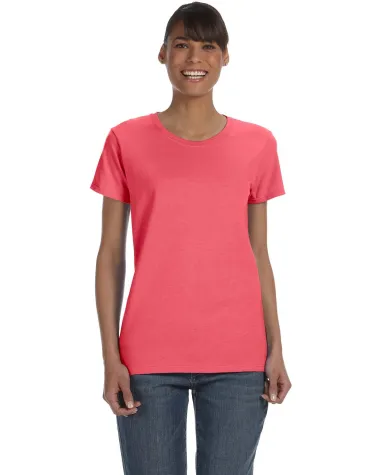 5000L Gildan Missy Fit Heavy Cotton T-Shirt in Coral silk front view