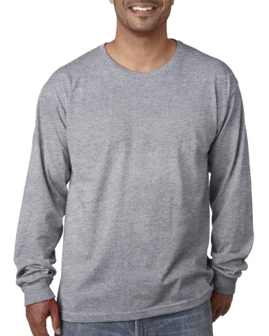 5060 Bayside Adult Long-Sleeve Cotton Tee in Dark ash front view