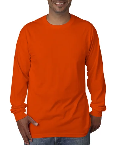 5060 Bayside Adult Long-Sleeve Cotton Tee in Bright orange front view