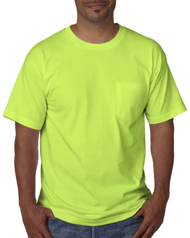 5070 Bayside Adult Short-Sleeve Cotton Tee with Po in Lime green front view