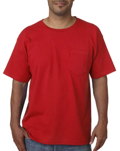 5070 Bayside Adult Short-Sleeve Cotton Tee with Po in Red front view