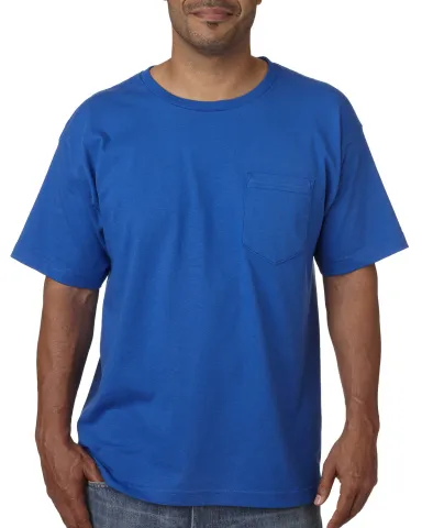 5070 Bayside Adult Short-Sleeve Cotton Tee with Po in Royal blue front view