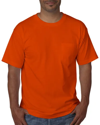 5070 Bayside Adult Short-Sleeve Cotton Tee with Po in Bright orange front view