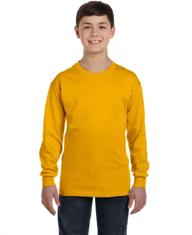 5400B Gildan Youth Heavy Cotton Long Sleeve T-Shir in Gold front view