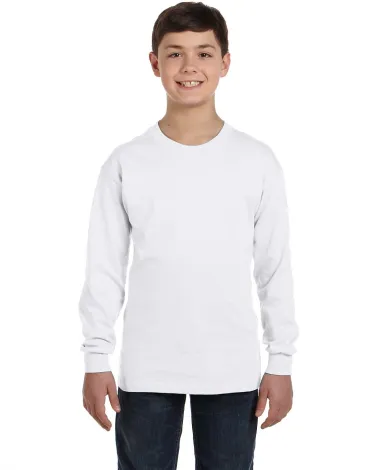 5400B Gildan Youth Heavy Cotton Long Sleeve T-Shir in White front view