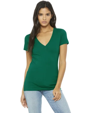 BELLA 6035 Womens Deep V-Neck T-shirt in Kelly front view