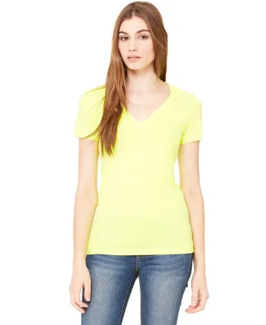 BELLA 6035 Womens Deep V-Neck T-shirt in Neon yellow front view