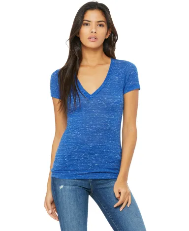 BELLA 6035 Womens Deep V-Neck T-shirt in True royal mrble front view