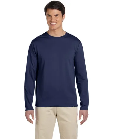 64400 Gildan Adult Softstyle Long-Sleeve T-Shirt in Navy front view