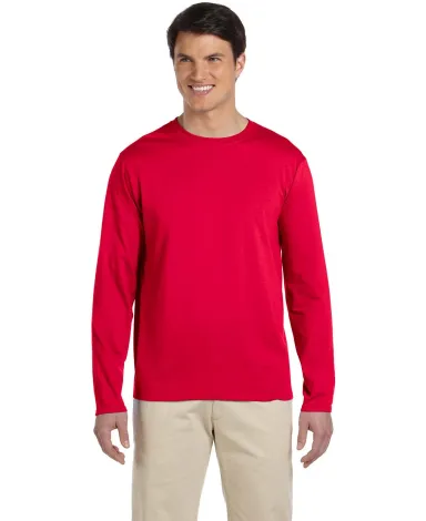 64400 Gildan Adult Softstyle Long-Sleeve T-Shirt in Cherry red front view