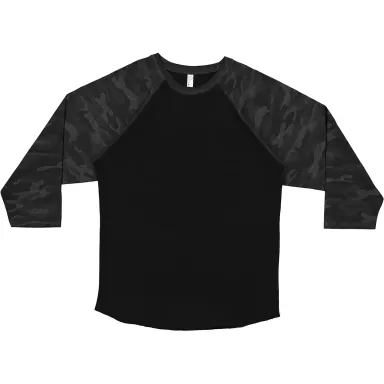 6930 LA T Adult Vintage Baseball T-Shirt BLACK/ STORM CMO front view