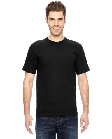 7100 Bayside Adult Short-Sleeve Tee with Pocket in Black front view