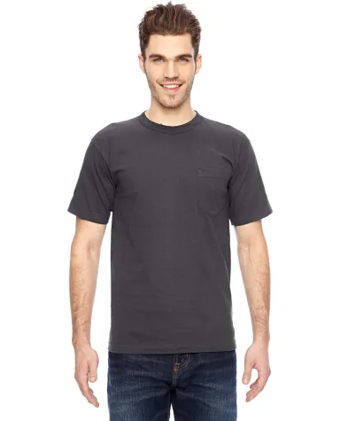 7100 Bayside Adult Short-Sleeve Tee with Pocket in Charcoal front view
