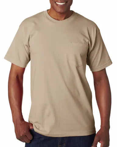 7100 Bayside Adult Short-Sleeve Tee with Pocket in Sand front view