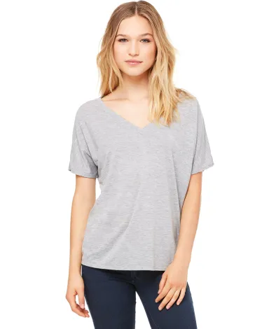 BELLA 8815 Womens Flowy V-Neck T-shirt in Athletic heather front view