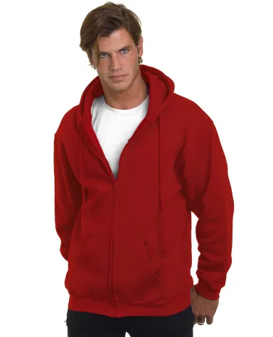 900 Bayside Adult Hooded Full-Zip Blended Fleece in Cardinal front view