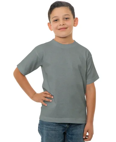 B4100 Bayside Youth Short-Sleeve Cotton Tee in Ash front view