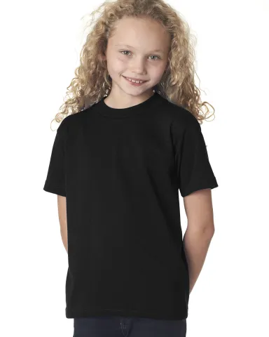 B4100 Bayside Youth Short-Sleeve Cotton Tee in Black front view