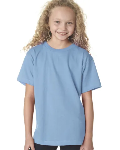B4100 Bayside Youth Short-Sleeve Cotton Tee in Light blue front view