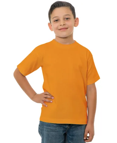 B4100 Bayside Youth Short-Sleeve Cotton Tee in Bright orange front view