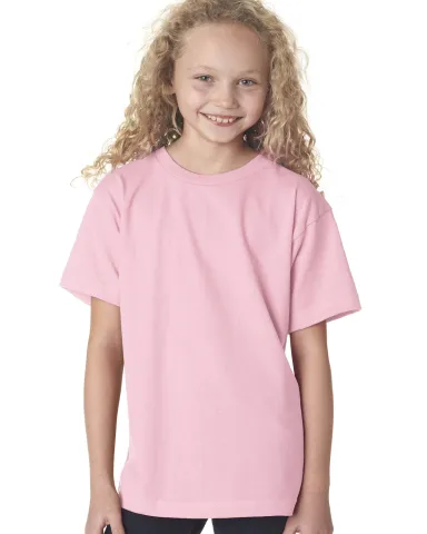 B4100 Bayside Youth Short-Sleeve Cotton Tee in Light pink front view