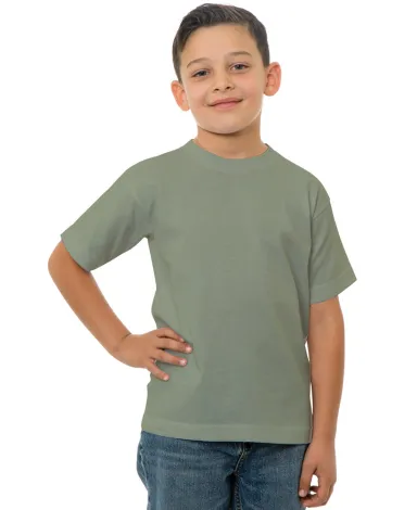 B4100 Bayside Youth Short-Sleeve Cotton Tee in Safari front view