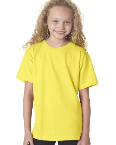 B4100 Bayside Youth Short-Sleeve Cotton Tee in Yellow front view