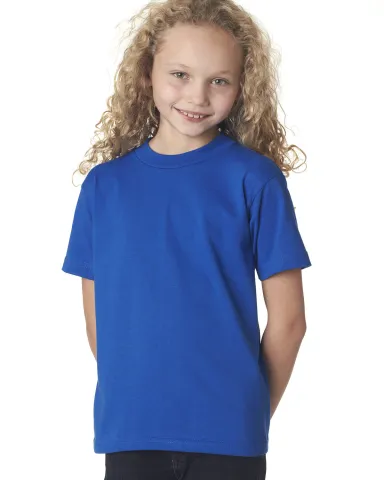 B4100 Bayside Youth Short-Sleeve Cotton Tee in Royal blue front view