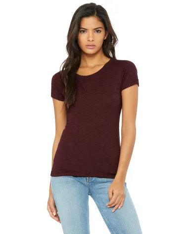 BELLA 8413 Womens Tri-blend T-shirt in Maroon triblend front view