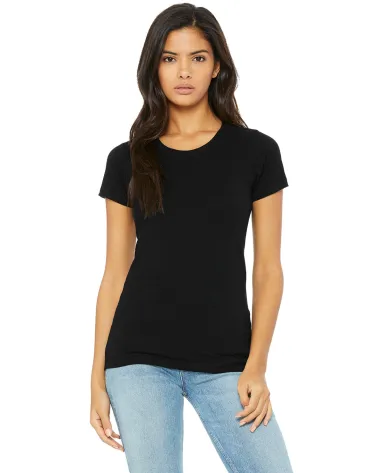 BELLA 8413 Womens Tri-blend T-shirt in Solid blk trblnd front view