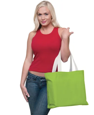 BS600 Bayside Jumbo Cotton Tote in Lime green front view