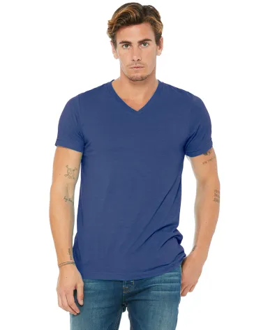 BELLA+CANVAS 3415 Men's Tri-blend V-Neck T-shirt in Tr royal triblnd front view