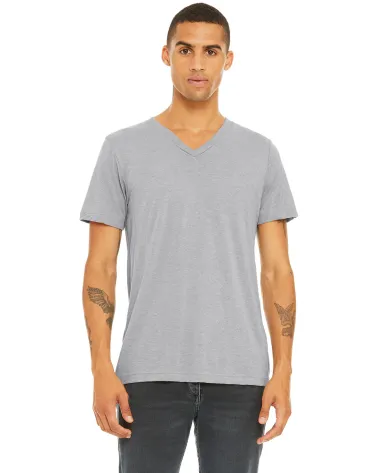 BELLA+CANVAS 3415 Men's Tri-blend V-Neck T-shirt in Ath grey triblnd front view