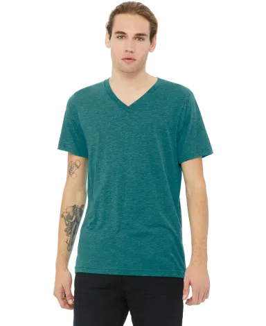 BELLA+CANVAS 3415 Men's Tri-blend V-Neck T-shirt in Teal triblend front view