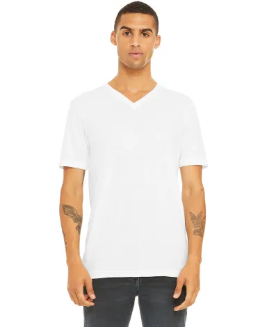 BELLA+CANVAS 3415 Men's Tri-blend V-Neck T-shirt in Solid wht trblnd front view