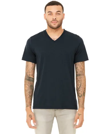 BELLA+CANVAS 3415 Men's Tri-blend V-Neck T-shirt in Solid nvy trblnd front view