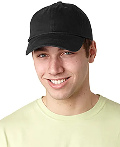 Adams EB101 Brushed Twill Dad Hat in Black front view