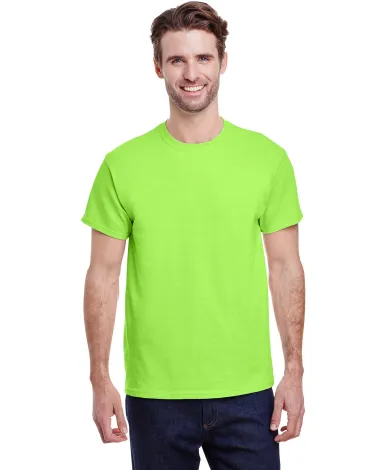 Gildan 5000 G500 Heavy Weight Cotton T-Shirt in Neon green front view