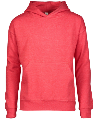 L2296 LA T Youth Fleece Hooded Pullover Sweatshirt in Vintage red front view