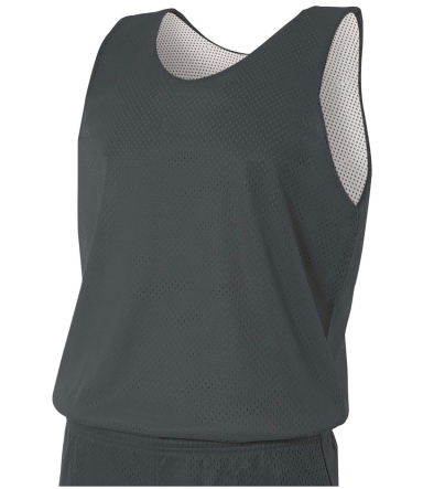 N2206 A4 Youth Reversible Mesh Tank in Graphite/ white front view