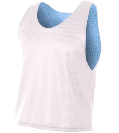 N2274 A4 Lacrosse Reversible Practice Jersey in White/ lt blue front view