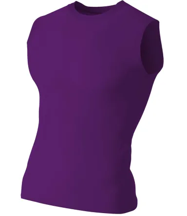 N2306 A4 Compression Muscle Tee in Purple front view