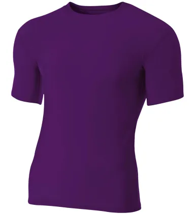 N3130 A4 Short Sleeve Compression Crew in Purple front view